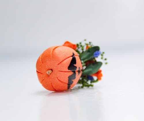 RARE Vintage Dollhouse Miniature Handmade Halloween Pumpkin Floral Decoration - Thumbnail 9
