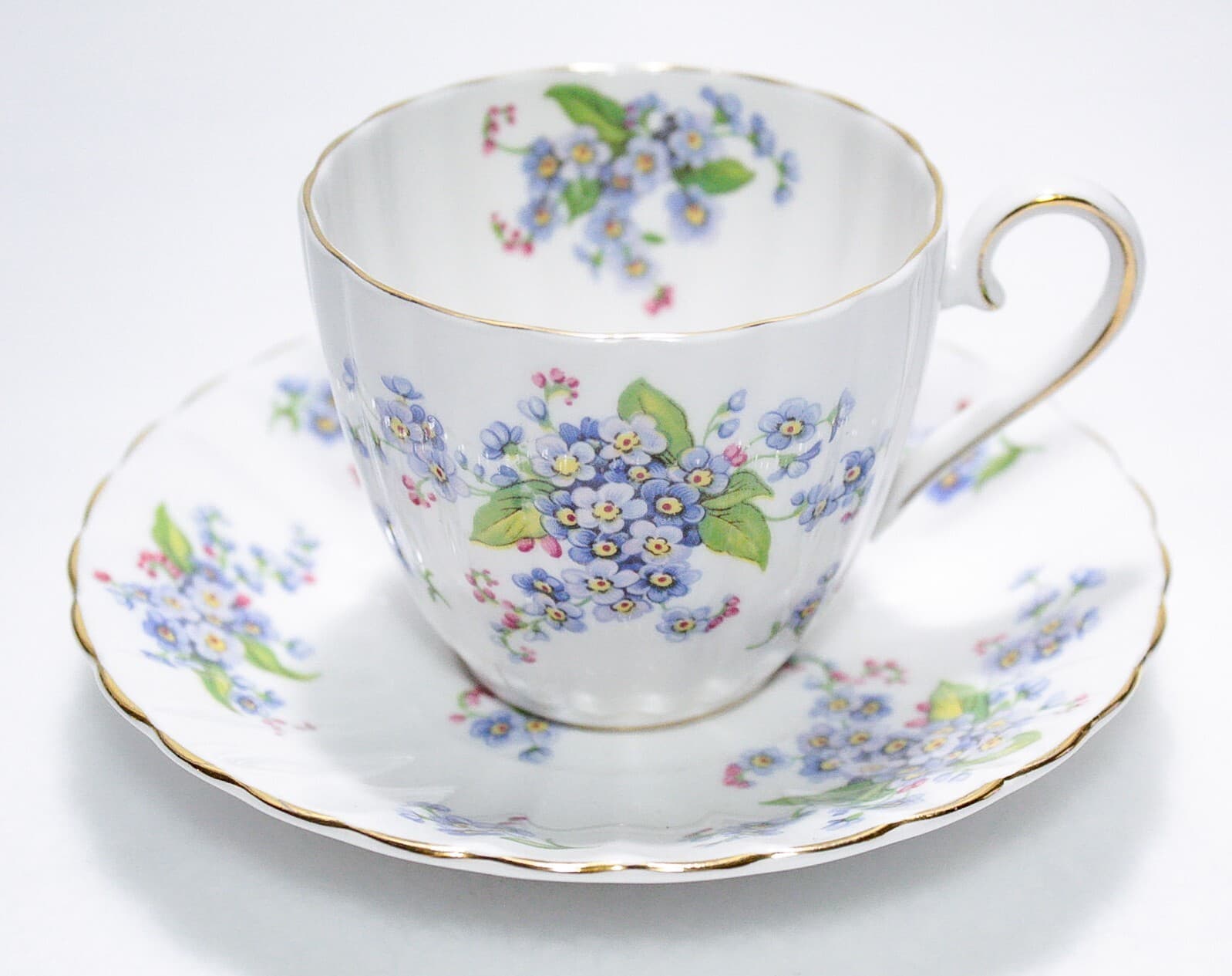 ROYAL TUSCAN Wedgwood "Forget Me Not" Fine Bone China Floral Cup & Saucer - Thumbnail 6