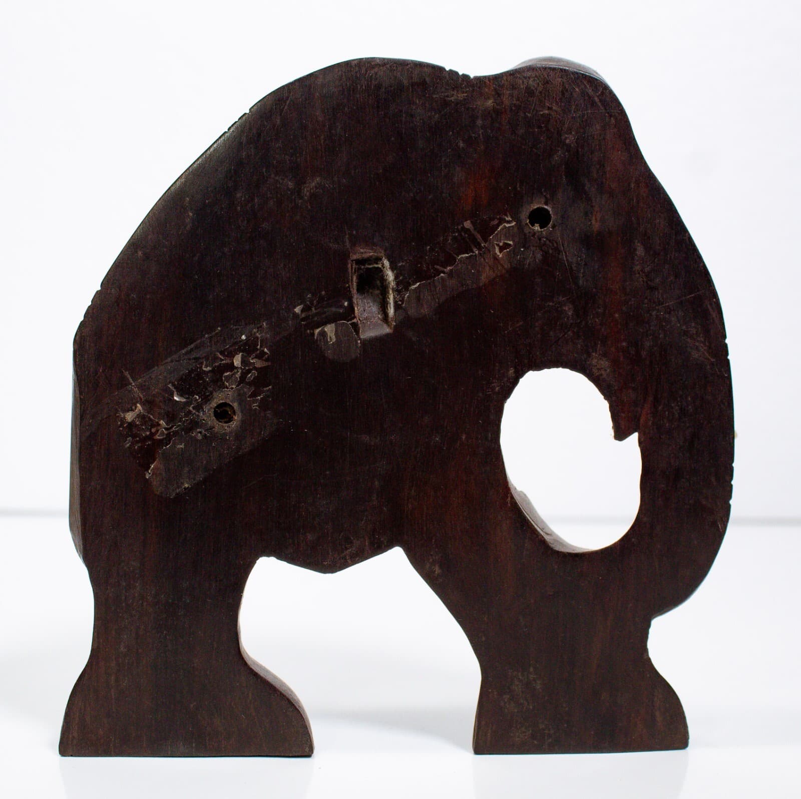 Vintage Wooden Hand Carved Elephant Sculpture Figure - Thumbnail 2