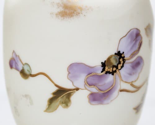 CARLSBAD Austria Hand Decorated Floral Footed Porcelain Ruffled Vase RARE - Thumbnail 4