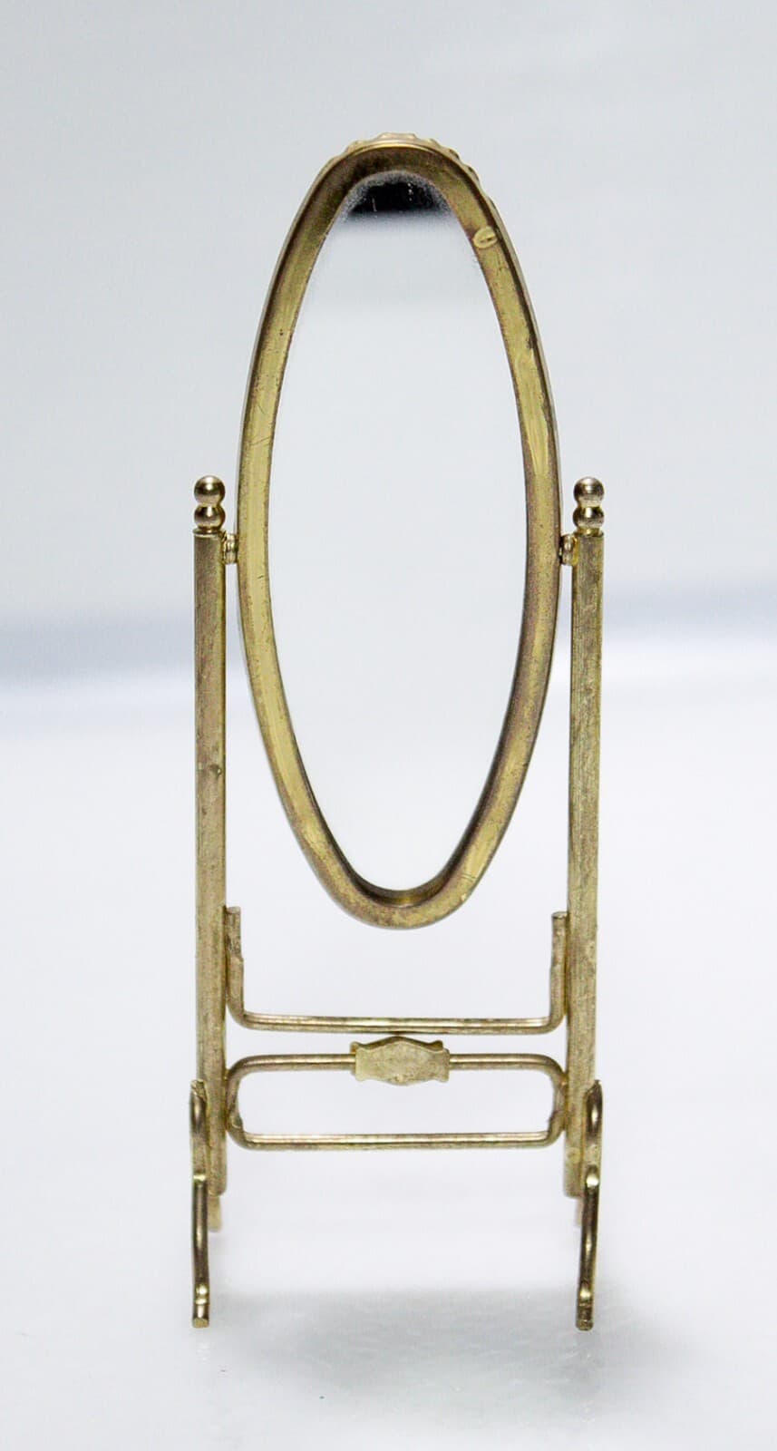 Vintage Miniature Dollhouse Cheval Brass Mirror Accessory Scale 1:12 - Thumbnail 2