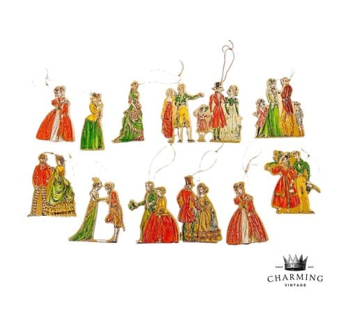 Vintage 1979 Merrimack Set of 12 Victorian Style Die Cut Christmas Ornaments - Image 1