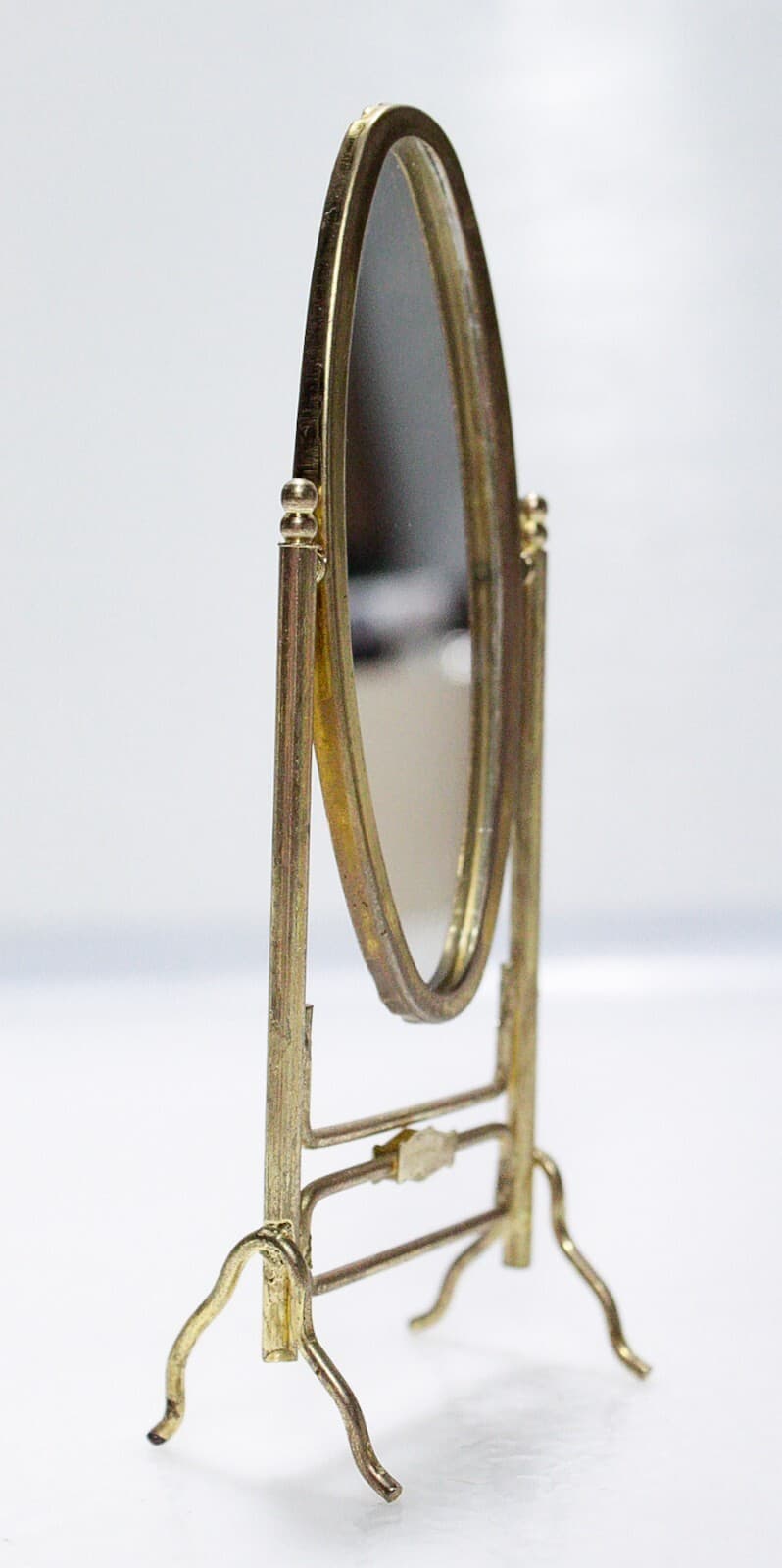 Vintage Miniature Dollhouse Cheval Brass Mirror Accessory Scale 1:12 - Thumbnail 6