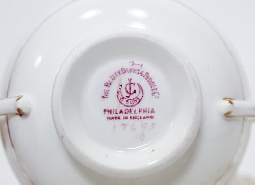CRESCENT & SONS England Antique Jeweled Porcelain Boullion Cup & Saucer - Thumbnail 5