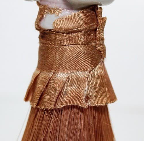 Antique Made In Japan Porcelain Half Doll w/ Fan Silk Whisk Vanity Broom - Thumbnail 4