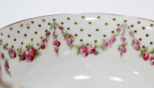CRESCENT & SONS England Antique Jeweled Porcelain Boullion Cup & Saucer - Thumbnail 3