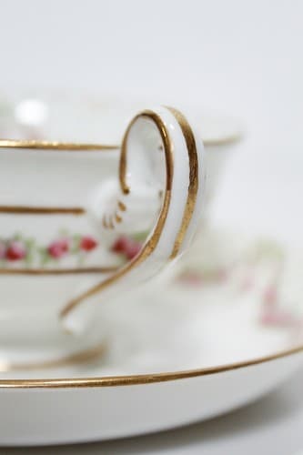 CRESCENT & SONS England Antique Jeweled Porcelain Boullion Cup & Saucer - Thumbnail 4