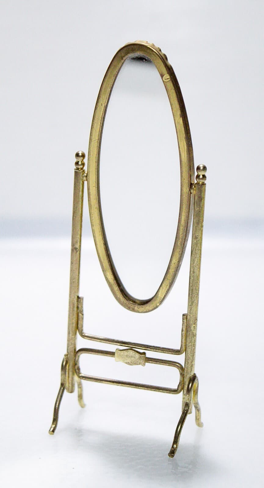 Vintage Miniature Dollhouse Cheval Brass Mirror Accessory Scale 1:12 - Thumbnail 4