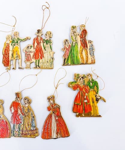 Vintage 1979 Merrimack Set of 12 Victorian Style Die Cut Christmas Ornaments - Thumbnail 5