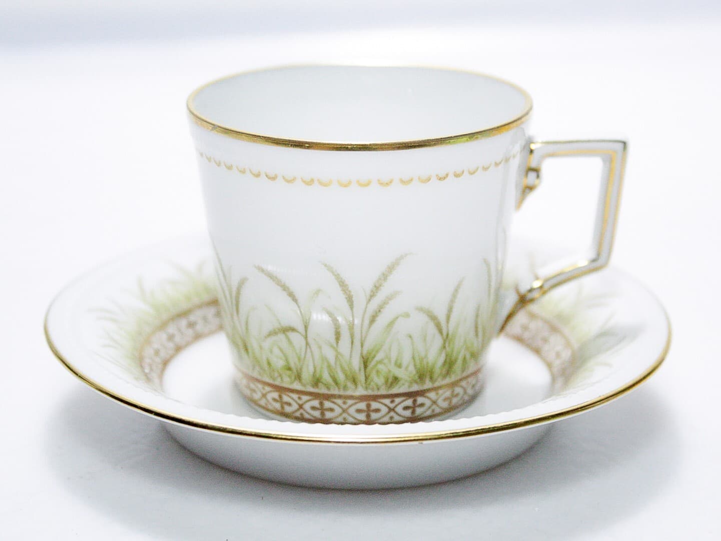 KAISER Made In W. Germany Hand Painted Leaf Design Porcelain Cup & Saucer - Thumbnail 3