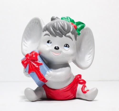 Vintage 1986 Atlantic Mold Christmas Holiday Big Ear Mouse Sculpture Figure - Image 1