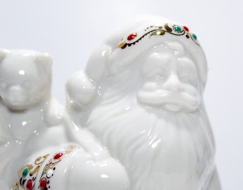 LENOX China Jewels Jeweled 1996 Santa's Visit Christmas Porcelain Figurine - Thumbnail 2