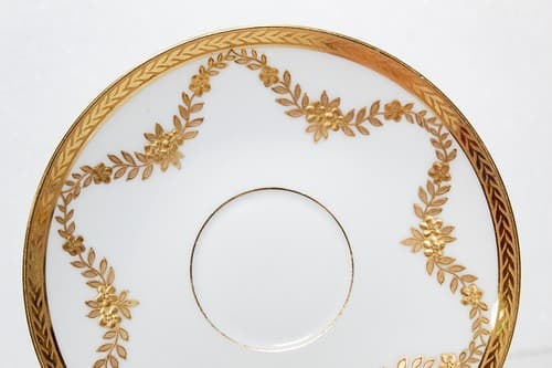 LIMOGES France Ovington Bros T & V Gold Gilt Porcelain Boullion Cup & Saucer - Thumbnail 4