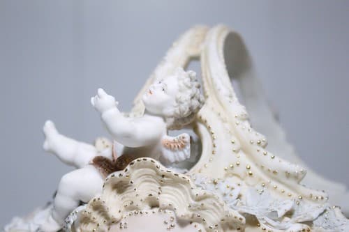 Antique Hand Painted Jeweled Bisque Hallmarked Cupid Basket Bowl - Thumbnail 6