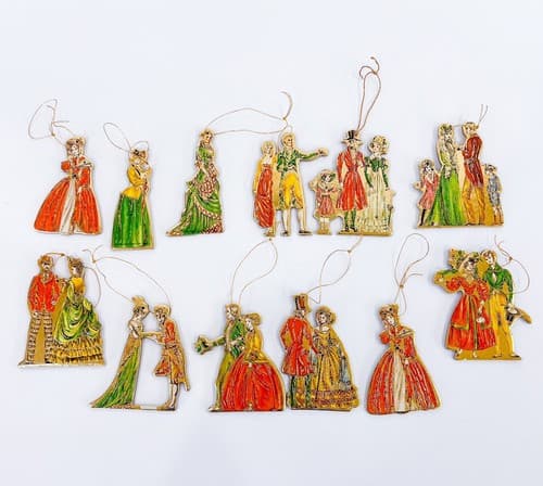 Vintage 1979 Merrimack Set of 12 Victorian Style Die Cut Christmas Ornaments - Thumbnail 7