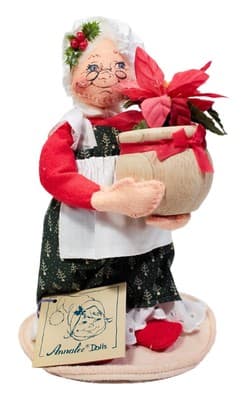 1992 ANNALEE MOBILITEE Mrs. Claus Holding Poinsettia Christmas Doll NWT - Image 1