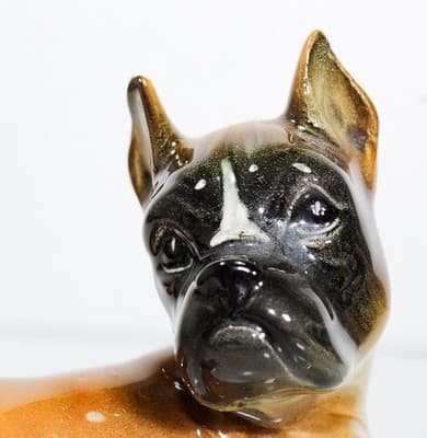 Vintage Made In West Germany Puppy Boxer Dog Porcelain Figurine - Thumbnail 3