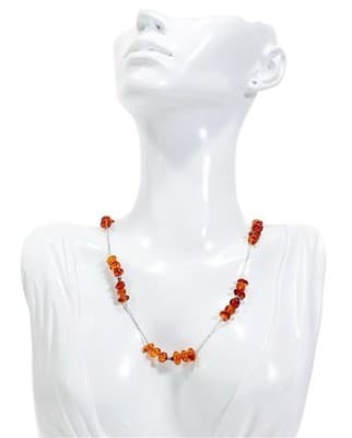 Vintage Sterling Silver 925 Natural Baltin Amber Beaded Necklace - Image 1