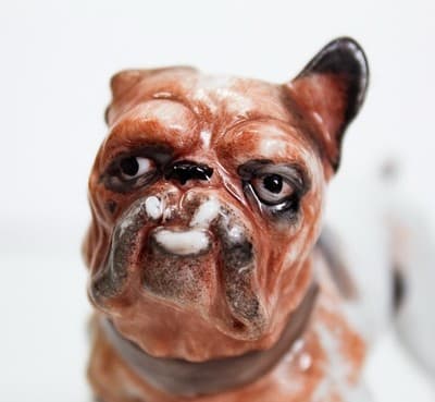 Antique Germany Hand Painted Porcelain Bulldog Dog Figurine - Thumbnail 2