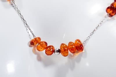 Vintage Sterling Silver 925 Natural Baltin Amber Beaded Necklace - Thumbnail 2