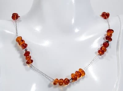 Vintage Sterling Silver 925 Natural Baltin Amber Beaded Necklace - Thumbnail 3