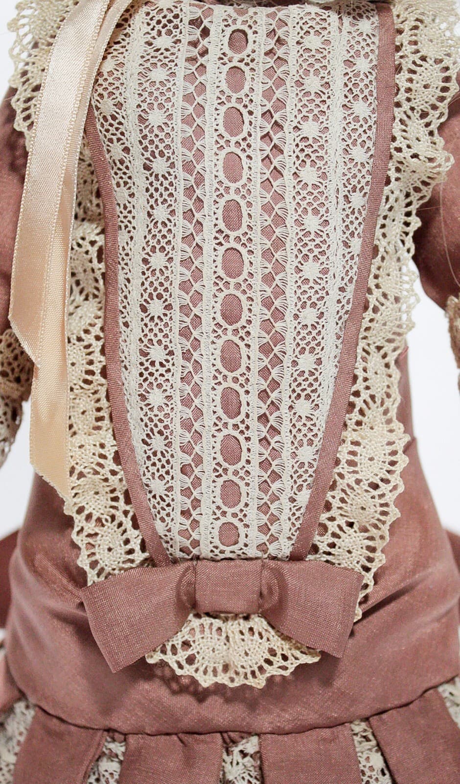 Vintage Signed Porcelain Hand Painted Victorian Style Laced Clothing 15" Doll - Thumbnail 4
