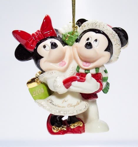 LENOX Disney Mickey & Minnie 1st Christmas Together Porcelain Ornament w/ Box - Thumbnail 2