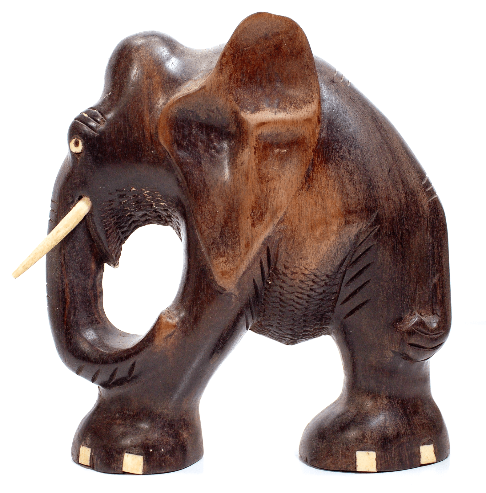Vintage Wooden Hand Carved Elephant Sculpture Figure - Image 1