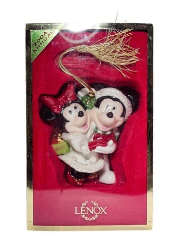 LENOX Disney Mickey & Minnie 1st Christmas Together Porcelain Ornament w/ Box - Image 1