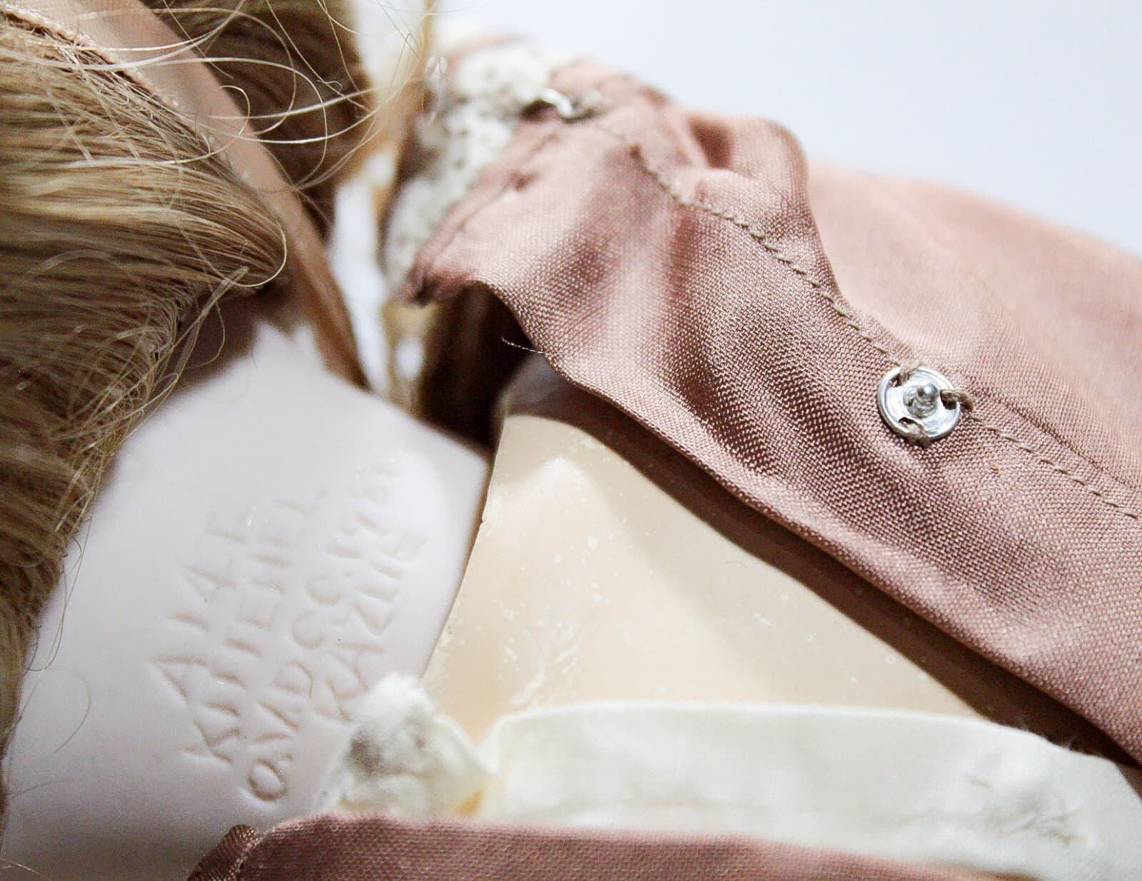 Vintage Signed Porcelain Hand Painted Victorian Style Laced Clothing 15" Doll - Thumbnail 8