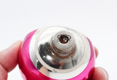 Shiny Brite Vintage Reflector Pink Silvered Striped Glass Christmas Ornament - Thumbnail 4