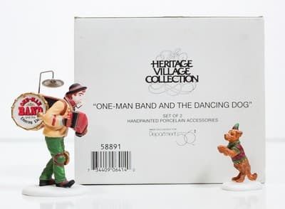 Dept. 56 Christmas In The City "One-Man Band And The Dancing Dog" Set With Box - Thumbnail 2