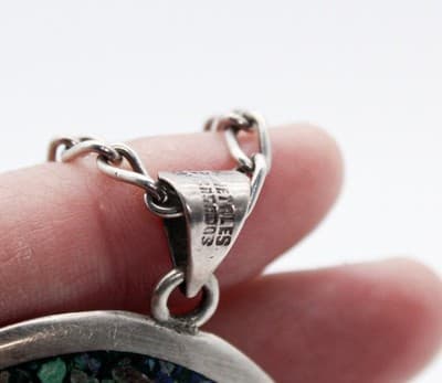 Vintage Sterling Silver Brass Copper Mexico Taxco Hallmarked Pendant Necklace - Thumbnail 7
