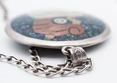 Vintage Sterling Silver Brass Copper Mexico Taxco Hallmarked Pendant Necklace - Thumbnail 6