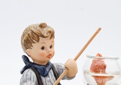 Berta Hummel Goebel My First Catch BH 256 Porcelain Figurine Vintage 2003 - Thumbnail 2