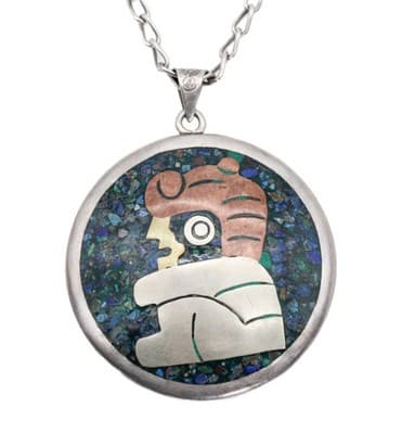 Vintage Sterling Silver Brass Copper Mexico Taxco Hallmarked Pendant Necklace - Image 1