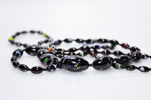 Long Graduated Murano Millefiori Multicolor Glass Beaded Statement Necklace - Thumbnail 6