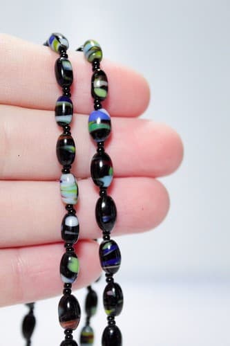 Long Graduated Murano Millefiori Multicolor Glass Beaded Statement Necklace - Thumbnail 3