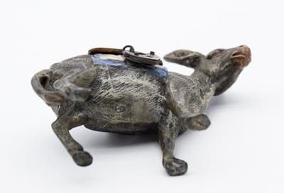 Antique Germany Cast Metal Cold Painted Donkey Mule Penny Bank Figurine - Thumbnail 8