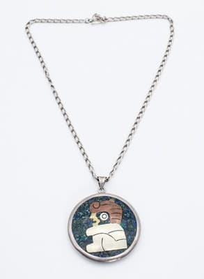 Vintage Sterling Silver Brass Copper Mexico Taxco Hallmarked Pendant Necklace - Thumbnail 2