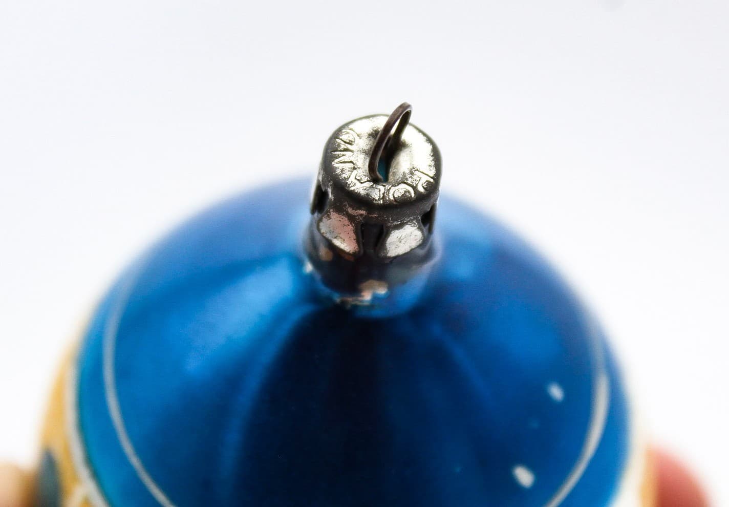 Poland Teardrop Blue Gold Hand Painted Butterfly Glass Christmas Ornament Vtg - Thumbnail 4