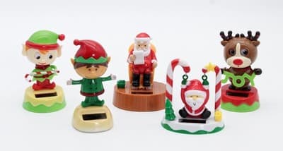 Lot of 5 Vintage Solar Powered Dancing Christmas Theme Plastic Figurine Toys - Thumbnail 7