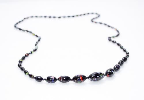 Long Graduated Murano Millefiori Multicolor Glass Beaded Statement Necklace - Thumbnail 5