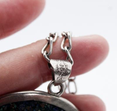 Vintage Sterling Silver Brass Copper Mexico Taxco Hallmarked Pendant Necklace - Thumbnail 8