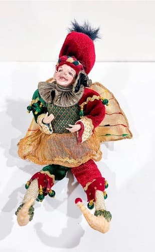 RARE Vintage Victorian Jester/Elf Holiday Doll Shelf Sitter Figurine - Thumbnail 2