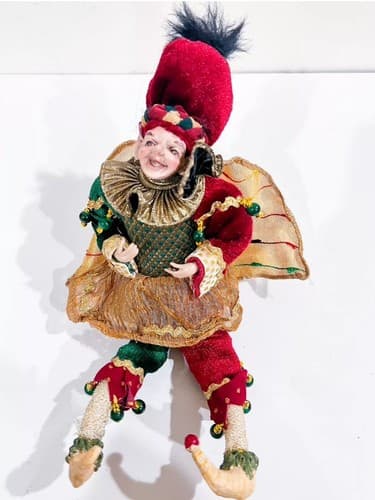 RARE Vintage Victorian Jester/Elf Holiday Doll Shelf Sitter Figurine - Thumbnail 3