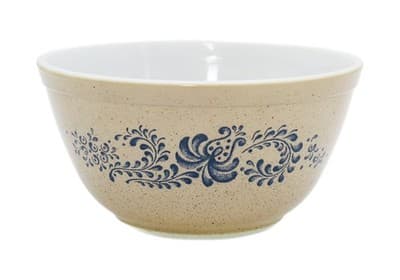 Pyrex Vintage Homestead Blue Floral & Scroll 1.5 Qt Glass Mixing Bowl #402 - Image 1