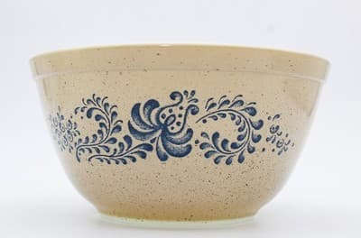 Pyrex Vintage Homestead Blue Floral & Scroll 1.5 Qt Glass Mixing Bowl #402 - Thumbnail 4