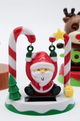Lot of 5 Vintage Solar Powered Dancing Christmas Theme Plastic Figurine Toys - Thumbnail 3