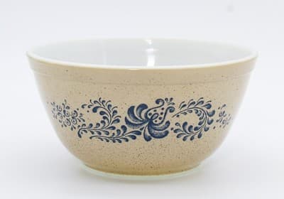 Pyrex Vintage Homestead Blue Floral & Scroll 1.5 Qt Glass Mixing Bowl #402 - Thumbnail 6